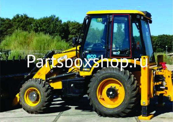 Стекло боковое левое JCB 3CX (India) c 2017 г. KMK